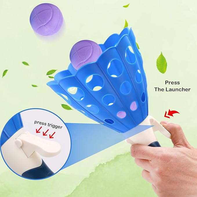 Kids Kids Ball Games with 2 Launch Baskets and 10 Balls, Indoor Game/Outdoor Game/Garden Game/Board Game/Fun PartyGame Toys, for 5 6 7 8 9 10 11 12 Year Old Boys Girls, Yellow Blue