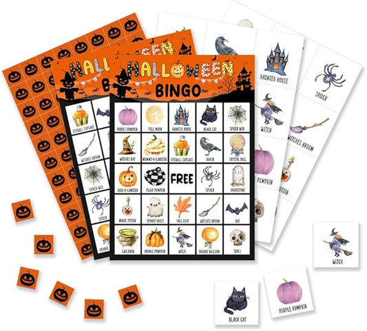 Halloween Bingo Cards, Halloween Bingo Games for 24 Players, Halloween Games for Family Friends Large Group Activities, Halloween Party Favors Supplies Decorations(14)