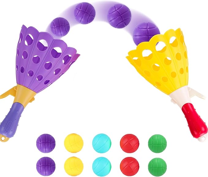 Outdoor Indoor Game Activities for Kids with 2 Catch Launcher Baskets and 10 Balls, Lawn Campground Beach Christmas Party Toys for Kids Age 5 6 7 8 9 10+ and Adult