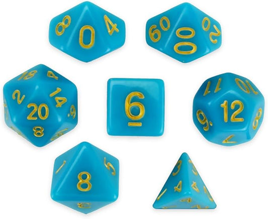 Wiz Dice Series III - Polyhedral Dice Set for Tabletop RPG Adventure Games with a Dice Box - DND Dice Set, Suitable for Dungeons and Dragons, MTG and Dice Games Alike - Skystone - 7 ct