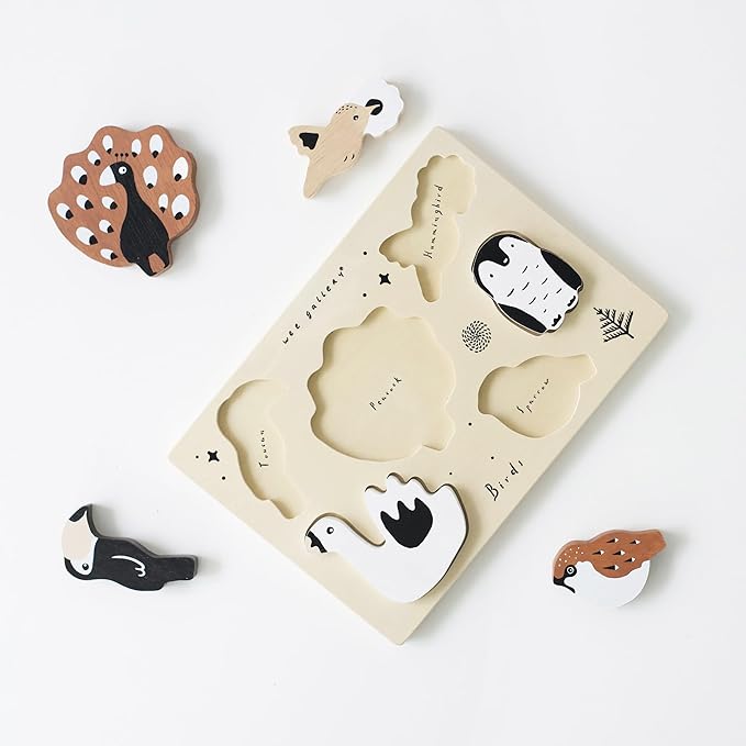 Wee Gallery Wooden Tray Puzzle Bugs, Montessori Toy for Toddlers and Preschoolers for Early Learning and Fine Motor Skill Development, Sustainable Educational Puzzle for Kids
