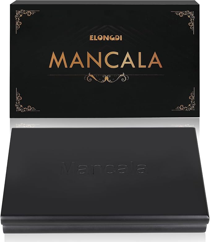 Wooden Mancala Board Game Set with 48 + 24 Bouns Multicolor Glass Stones Portable Folding Board for 2 Players Classic Travel Games for Adults and Kids