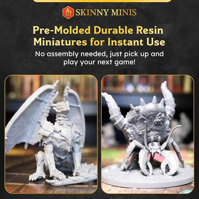 3D Minis Mega Bundle, Unpainted D&D Miniatures, D&D Miniatures, and Miniature Figures for Tabletop Games, Bulk Set of Fantasy Miniatures and DND Accessories for Players