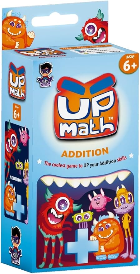 YUKA Champs UPMATH Addition Monster Theme 3 Levels Easy Medium and Hard Maths Flash Card Educational Brain Game Pre-School Children 6+ Years (Addition Card)