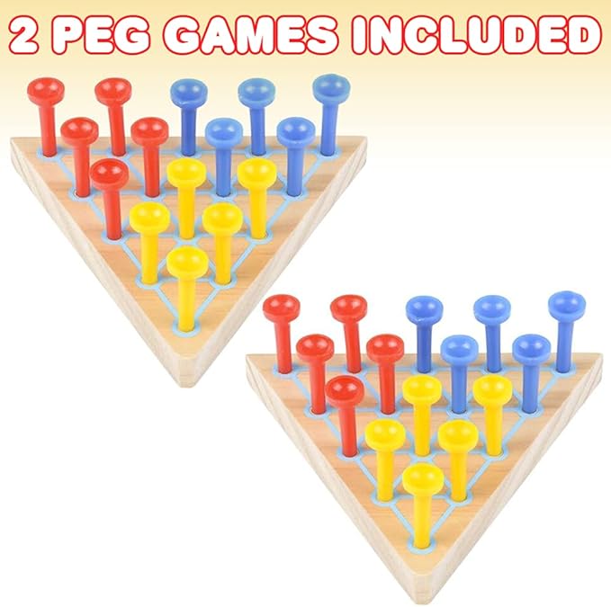 Gamie Peg Game Triangle, Set of 2, Fun Board Games for Kids and Adults, Made Wood and Plastic, Kids’ Learning Toys for Boys and Girls