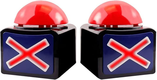 Game Buzzer, Party Competition Prop Toy with Lights and Alarm Sound Game Show Button Box, Quiz Buzzer for Game Show, Quiz Master Buzzer for Family Competition Games (2 PCS)