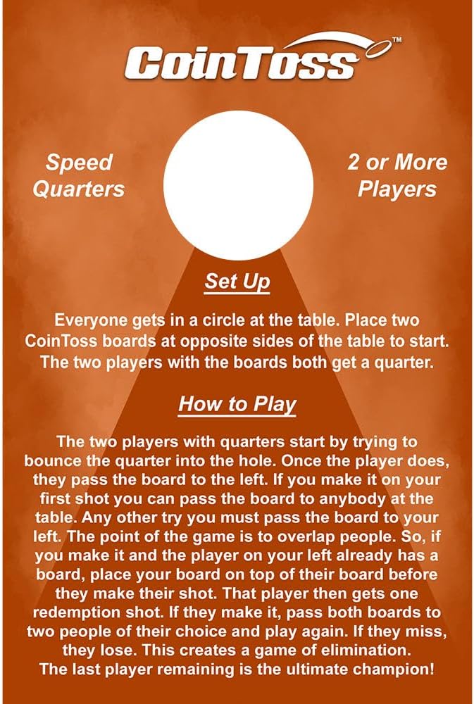 2 CoinToss Boards and Carry Case Set - Speed Quarters - Orange