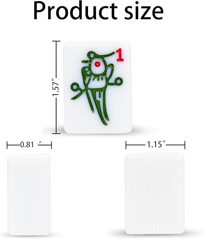 Chinese Mahjong Set, 146 Numbered Melamine 1.6" (40 mm), Large Size Complete Mah jongg Set with Carrying Travel Case (White Jade Color)