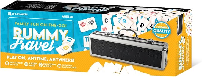 Premium Travel Rummy Game Set with Aluminium Case, 106 Tiles Rummy, Suitable for Birthday, Anniversary, New Year