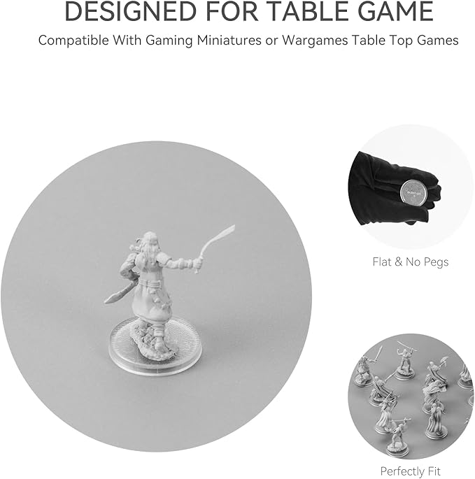 100PCS Miniature Bases+120PCS Adhesive, 25mm or 0.98inch Round Clear Black Plastic Model Bases for Gaming Miniatures Collectible War Table Game or Wargames Board Game