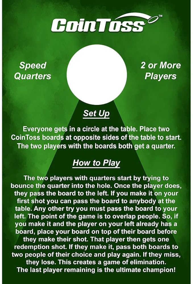 CoinToss Boards - Speed Quarters - Dark Green - The Game Where Quarters Meets Cornhole