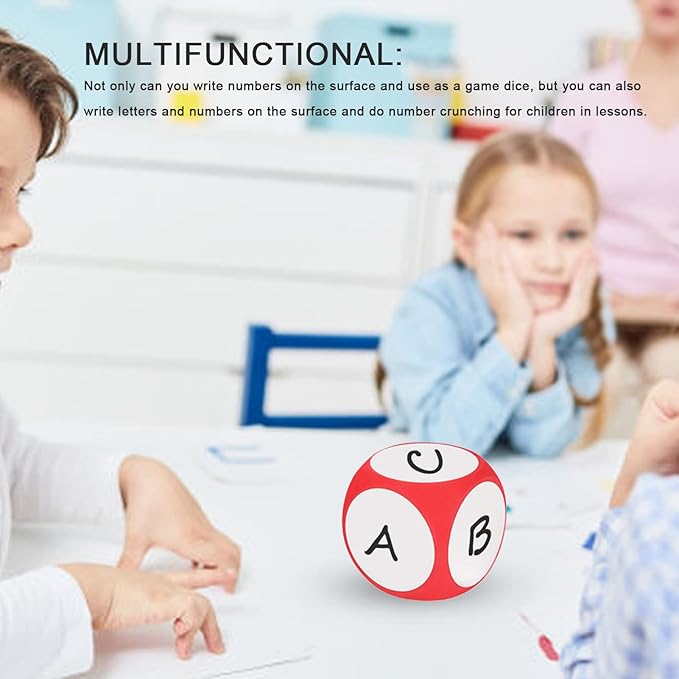 Asixxsix Dry Erase Block, 4x4 Inches Large Write on Wipe Off Dry Erase Dice Multipurpose Educational Dice Dry Erase Cube, Draw Letters Numbers, White Board Dice Cube for Classroom, Game, Kids(Red)