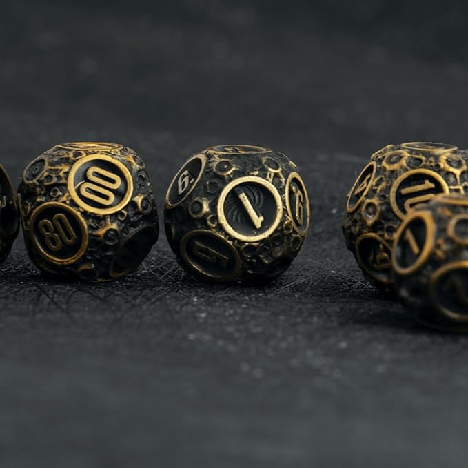 DND dice Set Metal dice Role Playing Metal Polyhedral Dice Dungeons and Dragons Dice (Brass)
