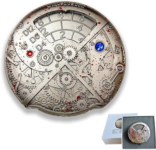 UD 7 in 1 Roulette Dice Dungeons and Dragons Dice Steampunk Themed Metal Dice Set D&D Roleplaying Dice Multi-Purpose Dice for Roleplaying Games(Blood Points)