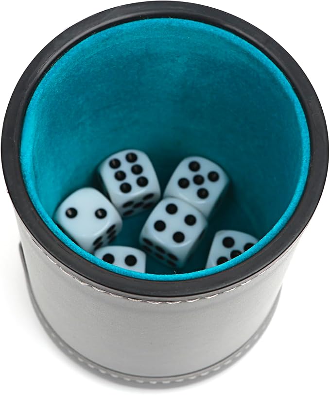 Felt Lined Professional Dice Cup - with 6 Dices Quiet for Yahtzee Game