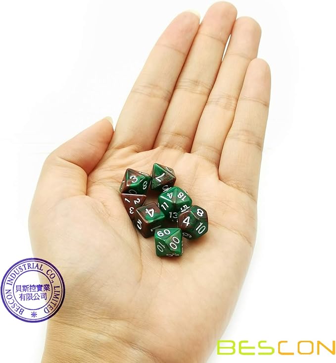 Bescon Mini Two Tone Polyhedral RPG Dice Set 10MM, Small Dice Set D4-D20 in Tube, 6 New Assorted Colored of 42pcs