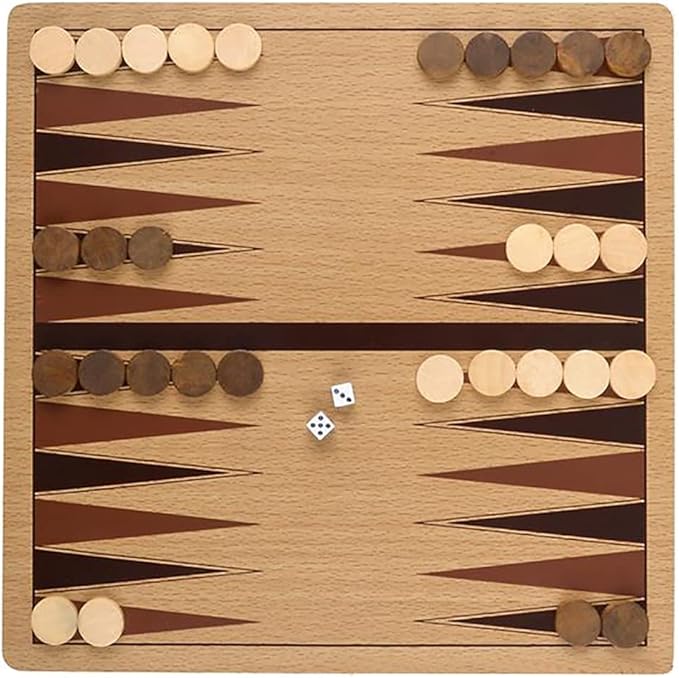 The Dreidel Company Classic Wooden Board Games, Great for Prizes, 10" (10" Wooden Backgammon)