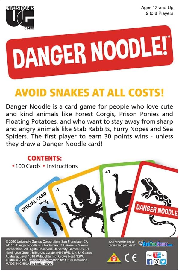 University Games | Danger Noodle Family Card Game, for 2 to 8 Players Ages 12 and Up