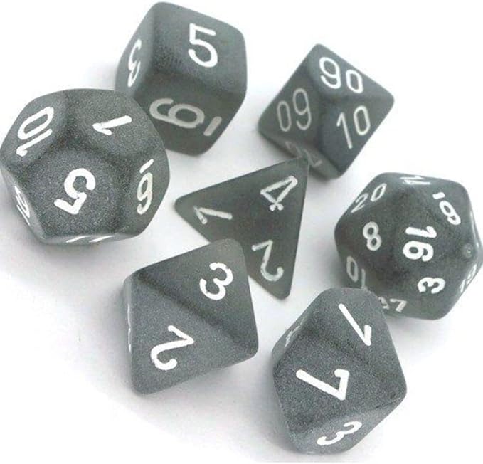 Chessex LE431 Frosted Polyhedral Smoke/White, Set of 7