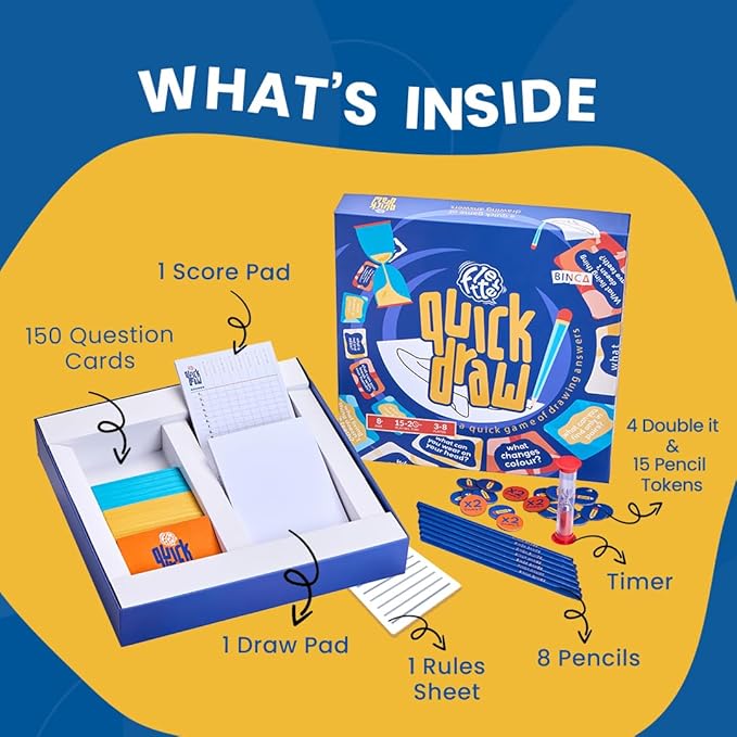 Board Game - Fletter Quick Draw, Fast-paced Drawing Game, Fun for Kids, Teens & Adults, Boosts Creativity & Quick Thinking, Perfect for Family Gamenight, Gifts for Kids Ages 8, 9, 10 & Up