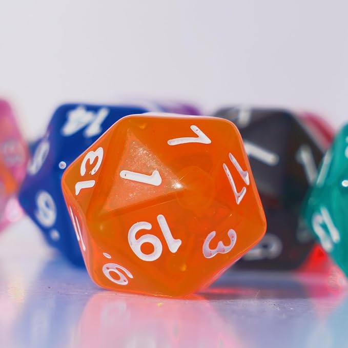 10PC D20 Polyhedral Dice Set 22mm for DND RPG MTG Table Games (Transparent Dice)