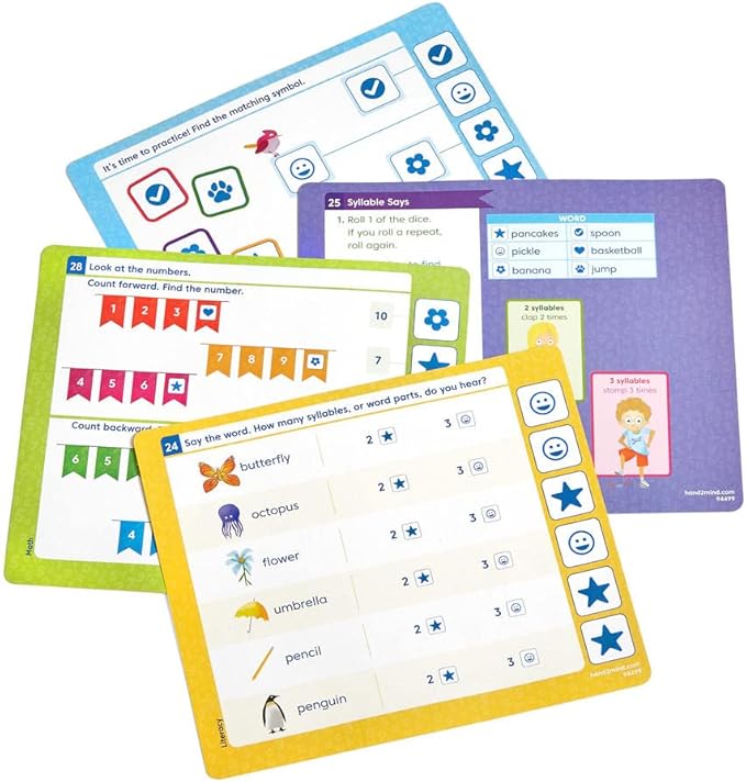 hand2mind ConfiDice! Preschool Prep, Learning Games for Toddlers, Math and Reading Workbook - 100 Activities and Games