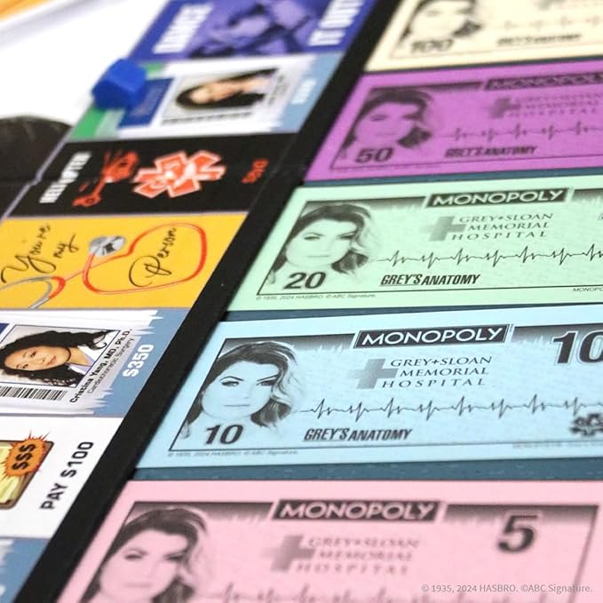 Monopoly: Grey's Anatomy Board Game | Featuring Ferry Boat, Clipboard, Scrub Top, and More | Buy, Sell, Trade Iconic Doctors from Miranda Bailey to Meredith Grey | Officially Licensed Collectible