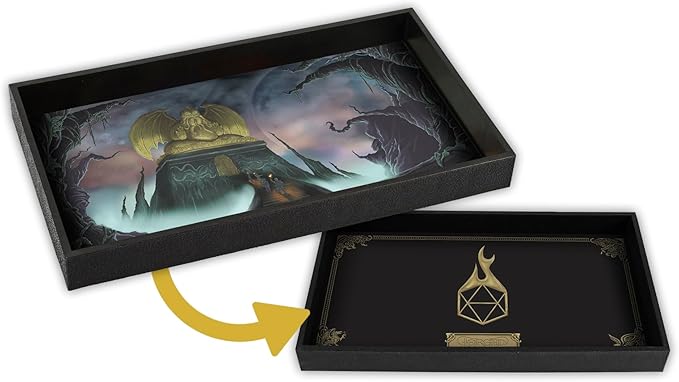 Forged Dice Co. Dice Tray 14" - Reversible Dice Rolling Mat - Compatible with Board Games and Tabletop RPGs Like Dungeons and Dragons Pathfinder Roleplaying Games - Cthulhu Temple