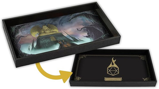 Forged Dice Co. Dice Tray 14" - Reversible Dice Rolling Mat - Compatible with Board Games and Tabletop RPGs Like Dungeons and Dragons Pathfinder Roleplaying Games - Cthulhu Temple