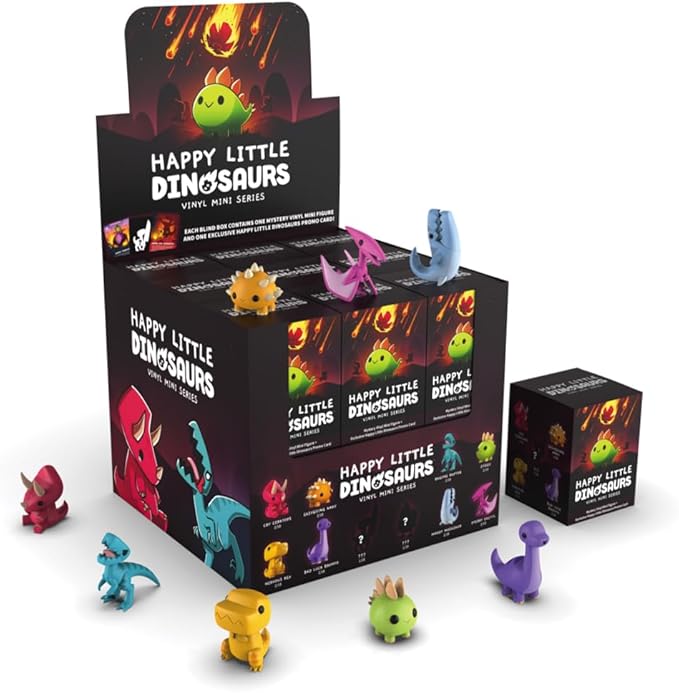 TeeTurtle Happy Little Dinosaurs - Vinyl Mini Figures Mystery Box Series, Black