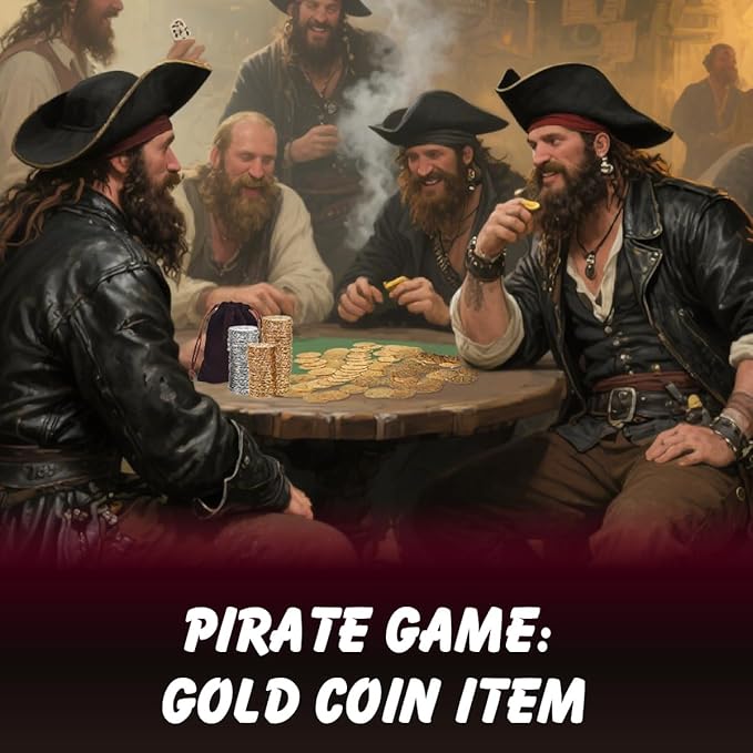 Large Metal Pirate Coins Gold Treasure Coin Set, Metal Replica Spanish Doubloons for Board Games, Tokens, Toys, Cosplay – Realistic Money Imitation for Treasure Chest - Size 1.18" (Gold 35 PCS)