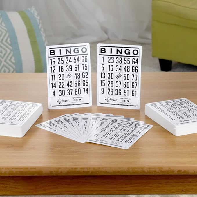 Regal Bingo Classic Bingo Cards Deck Reusable - Bingo Games for Family - 200 Playing Cards - White