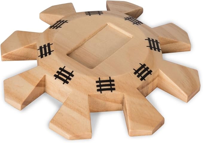 Yellow Mountain Imports Mexican Train Complete Set with Double 12 Dominoes (Pips/Dots), Wooden Hub, Die Cast Train Markers, and Scorepad