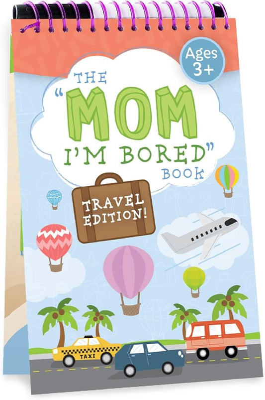 Squirrel Products Mom, I'm Bored Children's Activity Book, Fun Reusable Dry Erase Toy - Roadtrip Essentials, Word Games, Screen Free Activites for Kids Ages 3 and Up - Travel Version