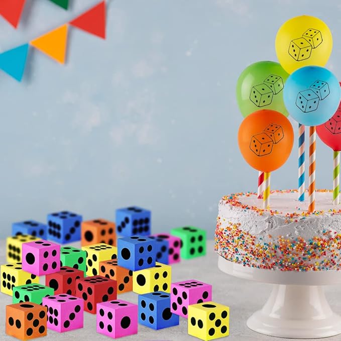ArtCreativity Foam Dice for Kids, Bulk Set of 48, 1.5 Inch Large Foam Dice Set in Assorted Colors, Great as Foam Dice for Classroom, Casino Party Decorations, and Colored Dice for Board Games