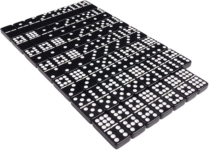 Silverman & Co. Double 9 Large Black Domino Set - Brown Case