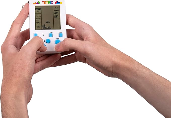 Tetris Keyring Handheld Arcade Game - Retro Mini Portable Handheld Tetris Game for Kids and Adults. Original Gameplay Including Original Tetris Sounds. Officially Licensed Tetris Game.