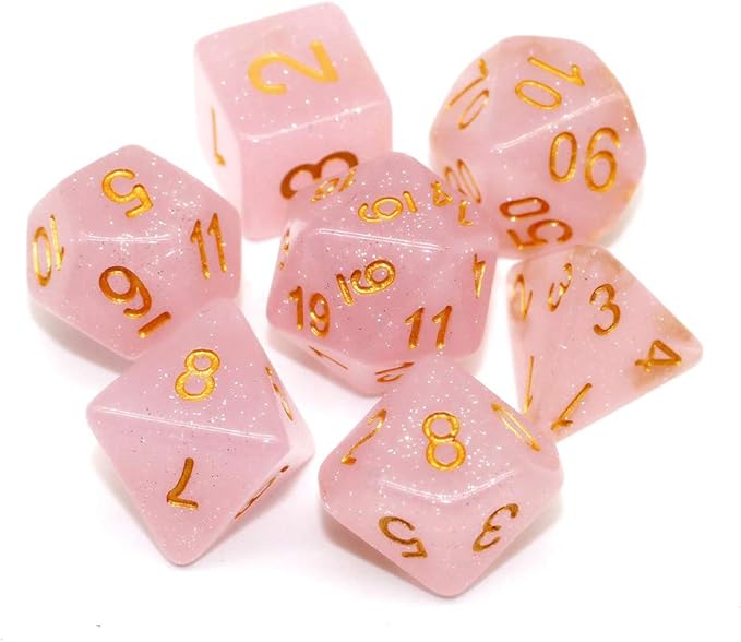 DND Dice Set RPG Polyhedral Dice Fit Dungeons and Dragons(D&D) Pathfinder MTG Role Playing Dice (Pink)