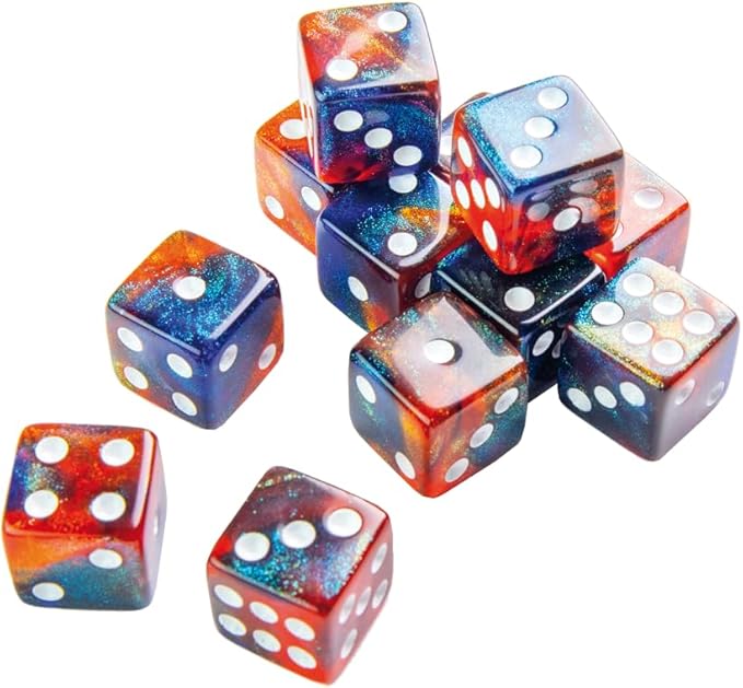 Galaxy Series Nebula D6 Dice Set | Set of 12 Six-Sided Dice | Premium Quality Resin Dice for Dice Games, Board Games and Card Games | Cosmic Glittering Design | Blue and Purple | Made by Gamegenic