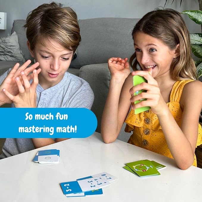Math Card Game for Kids and Adults – Fun Speed, Math and Clap Reaction Game for 2 to 6 Players – Improve Math Skills and Quick Thinking – Learning Plus & Minus Playing – Mathomino Cards