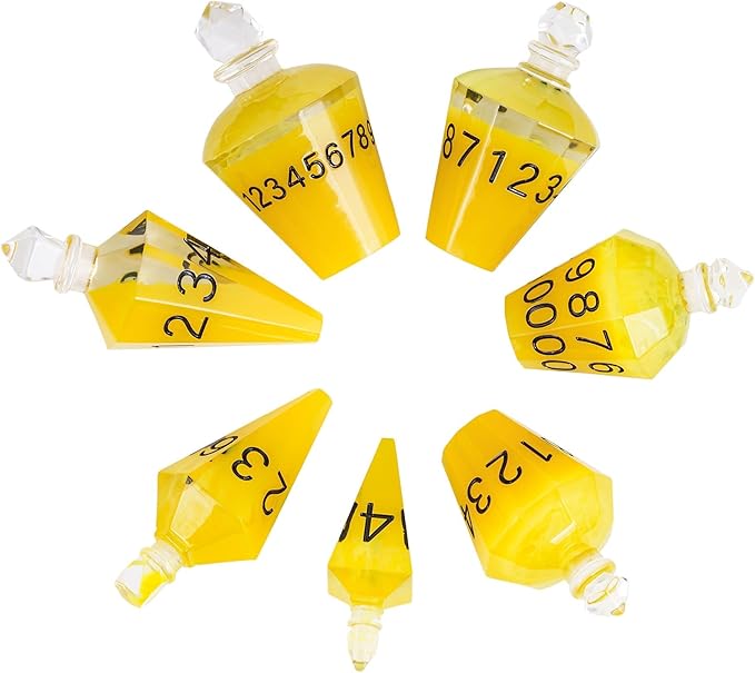 7PCS Potion DND Dice Set,Transparent Sharp Edge Dice Set D&D RPG Polyhedral Die,for Dungeons & Dragons, Pathfinder, and TTRPG Roleplaying Games.(Yellow)