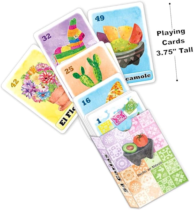 Loteria Fiesta Deluxe Game Set in Spanish, for Up to 20 Players - 20 Boards, Full Deck of Cards and with Chips