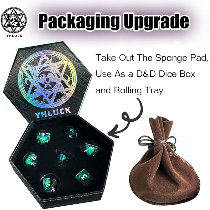 DND Dice Set Sharp Edge Galaxy Dice Handmade Resin Polyhedral Dice for Dungeon and Dragons RPG D20 Tabletop Roleplaying Party Games (Brown & Blue)