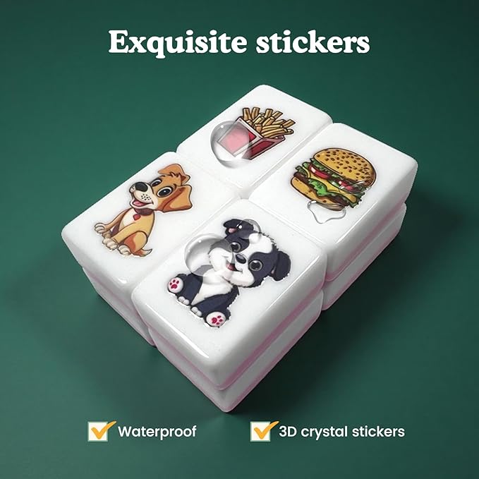 Seaside Escape Game Blocks, Mahjong Tile Game Sets with 65 Tiles 38mm Pet and Food Pattern with Bag.