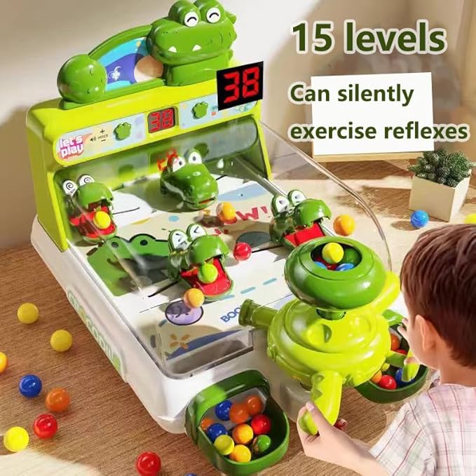 Dinosaur Crocodile Pinball Machine Board Kids Games Interactive Electronic Toys for Toddler Board Games Ages 3-5 Year Old Boy Birthday Gift,Baby Toy for Early Learning (Green) ﻿