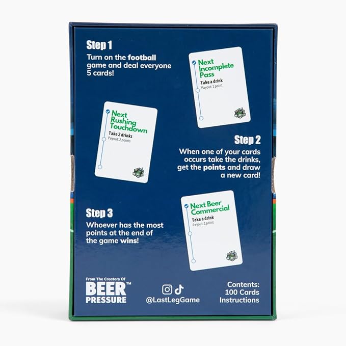 Beer Pressure The Last Leg - Live Football Drinking Game. Perfect for Game Days, Tailgates, Parties, and Pre Games.