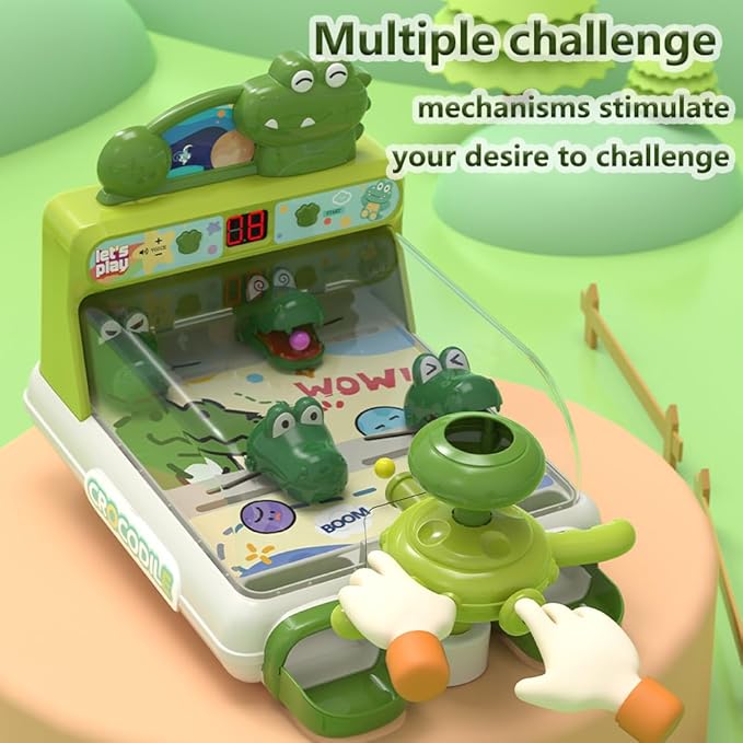 Dinosaur Crocodile Pinball Machine Board Kids Games Interactive Electronic Toys for Toddler Board Games Ages 3-5 Year Old Boy Birthday Gift,Baby Toy for Early Learning (Green) ﻿