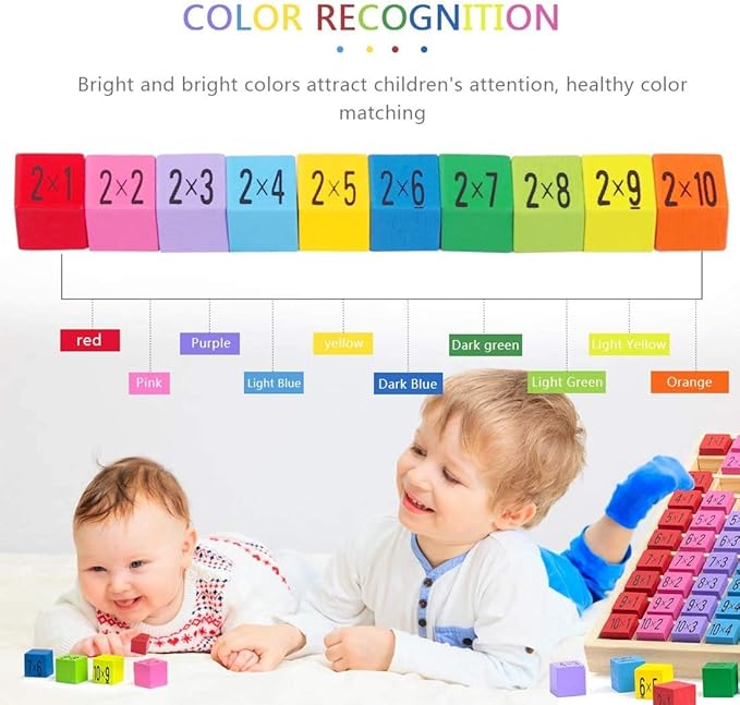 Wooden Toys Hundred Board Montessori Math 10x10 Times Table Tray with Answers Multiplication Educational Game for Kids