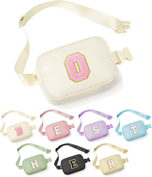 YOOLIFE Thank You Gifts for Women - Birthday Gifts for Women, Personalized Gifts for Women Mom Freind Sister Teacher Girlfriend Wife Her, Initial Belt Bag Crossbody Bags O, Beige