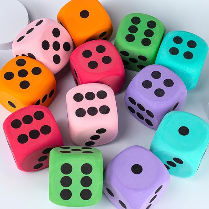 6Pcs EVA Foam Dice,3.15" Large Dice Educational Toy,Blank Slate Board Game to Get Your Lucky Numbers for Parties and Gifts
